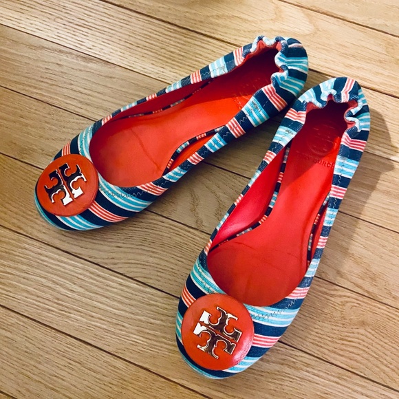 Tory Burch Striped Reva Flats – Preppy Classic - Picture 4 of 5
